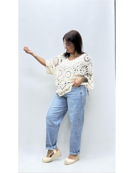 TOP CROCHE CON CAMISETA BEIG