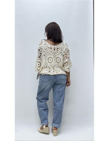 TOP CROCHE CON CAMISETA BEIG