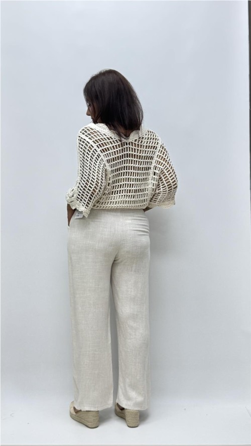 PANTALON FALSO LINO LOLA BEIG