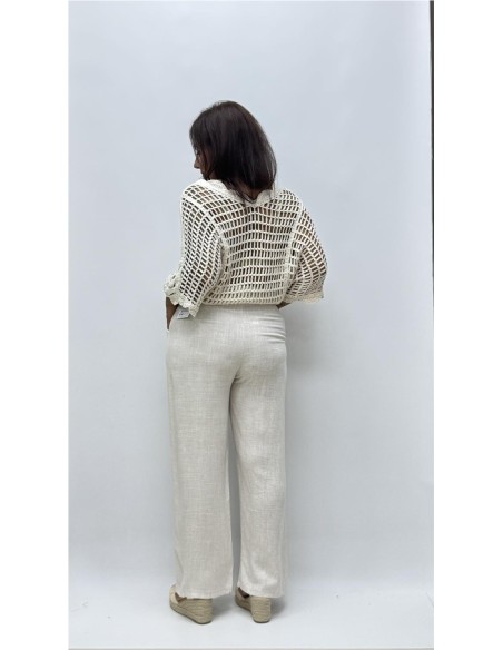 PANTALON FALSO LINO LOLA BEIG