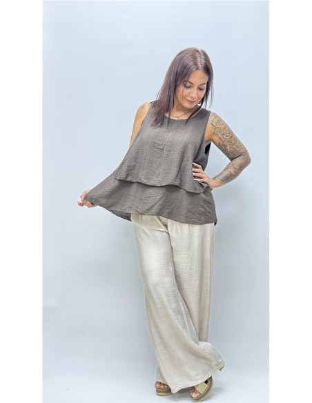 TOP AROA MARRON