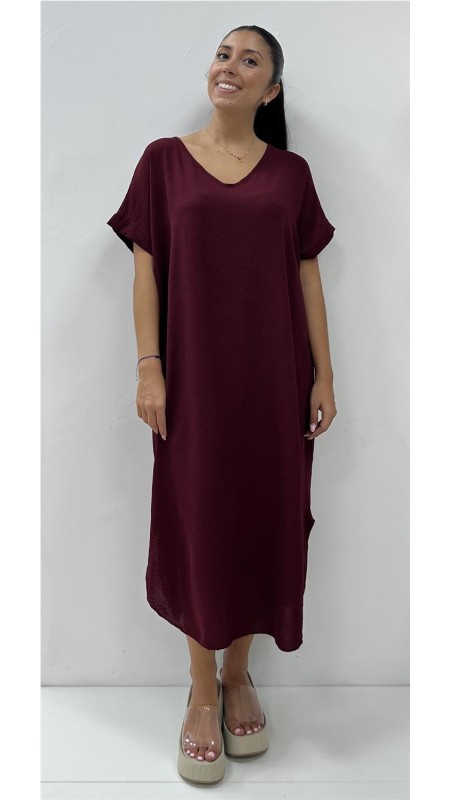 VESTIDO SUELTO BURDEOS