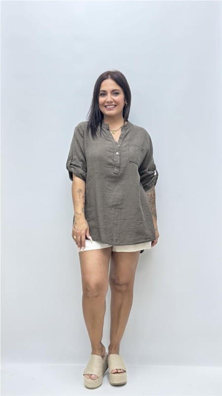 CAMISA ESCOTE PAULA MARRON