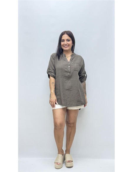 CAMISA ESCOTE PAULA MARRON