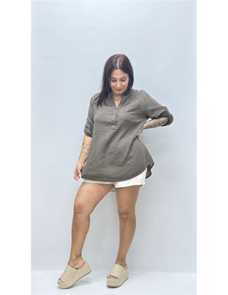 CAMISA ESCOTE PAULA MARRON