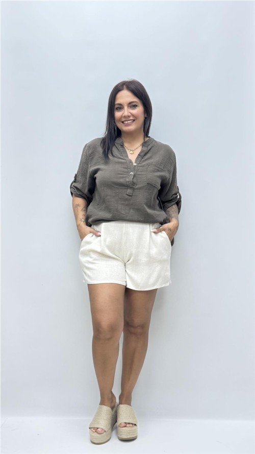 CAMISA ESCOTE PAULA MARRON