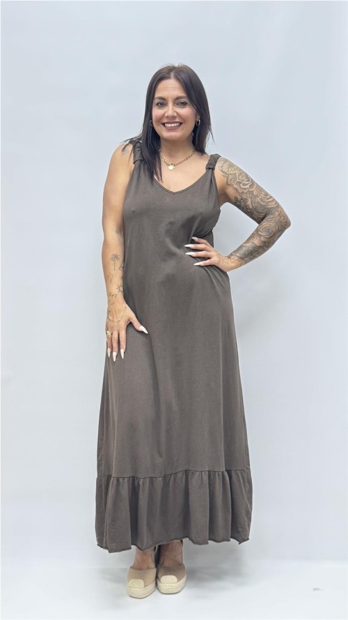 VESTIDO PAMELA MARRON