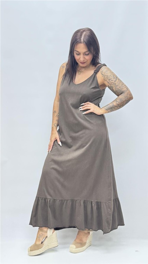 VESTIDO PAMELA MARRON