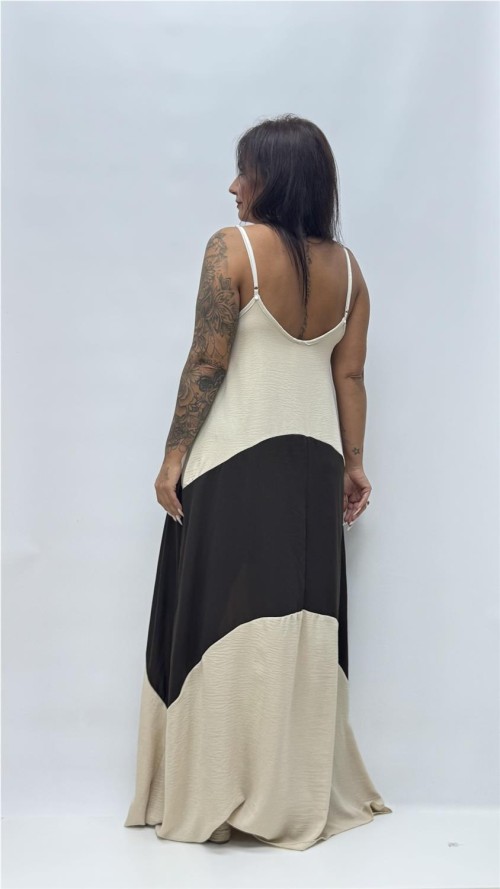 VESTIDO BICOLOR OLGA BEIG
