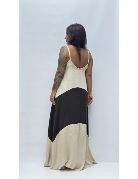 VESTIDO BICOLOR OLGA BEIG