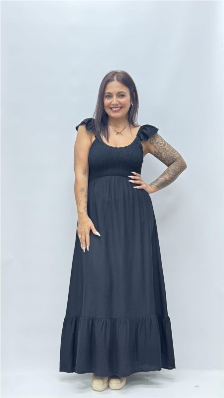 VESTIDO ROSETA NEGRO