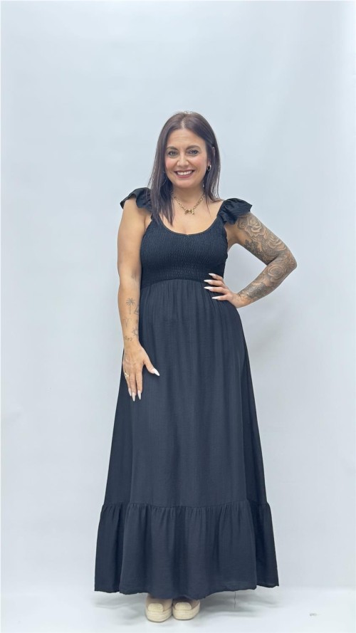 VESTIDO ROSETA NEGRO