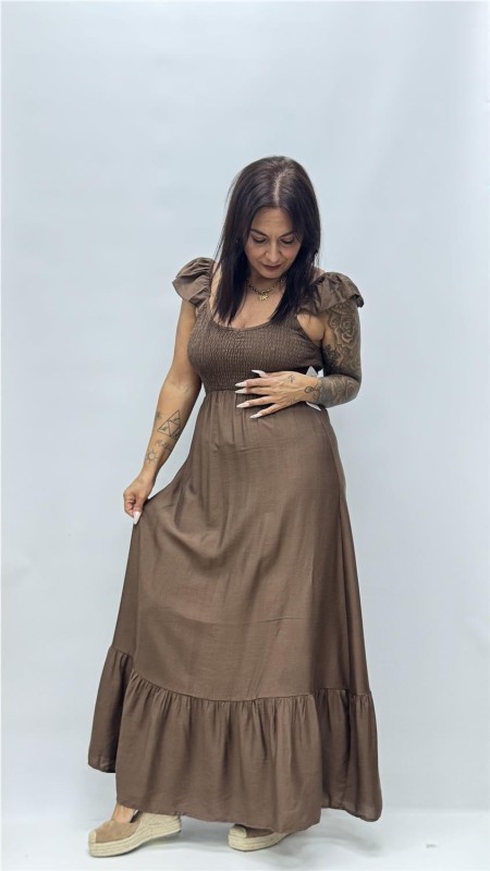 VESTIDO ROSETA MARRON 2