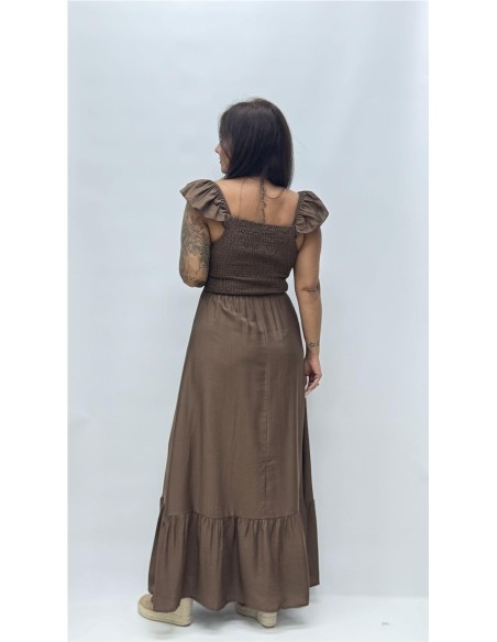 VESTIDO ROSETA MARRON