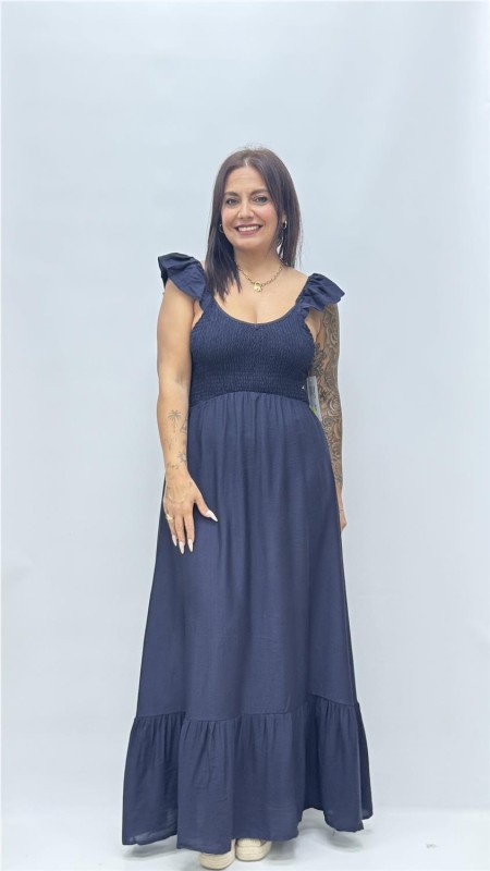 VESTIDO ROSETA MARINO