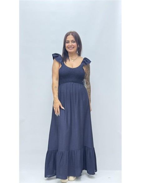 VESTIDO ROSETA MARINO