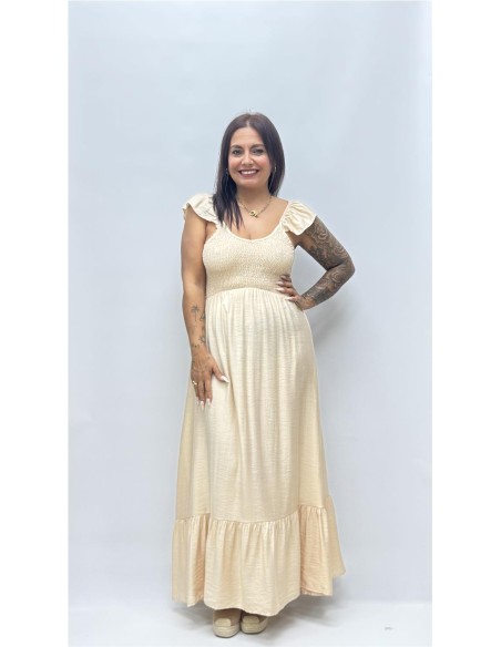 VESTIDO ROSETA BEIG