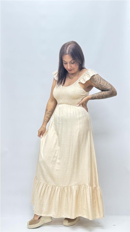 VESTIDO ROSETA BEIG 2
