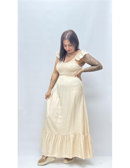 VESTIDO ROSETA BEIG