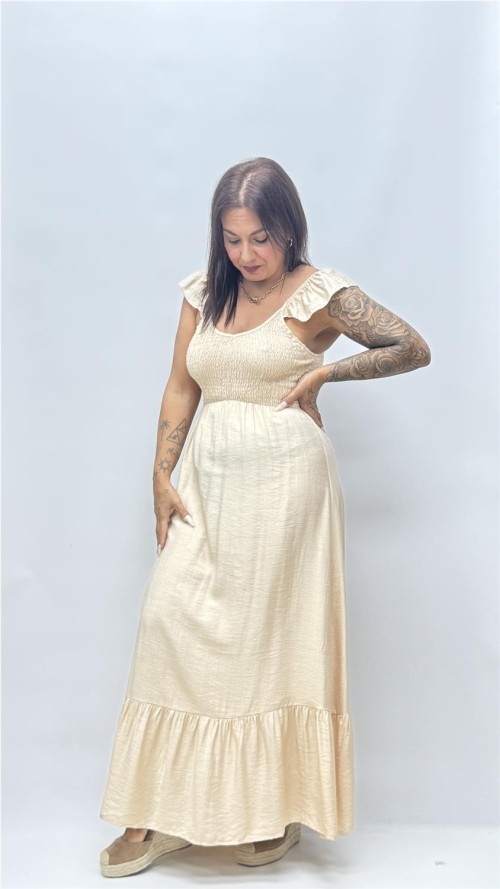 VESTIDO ROSETA BEIG