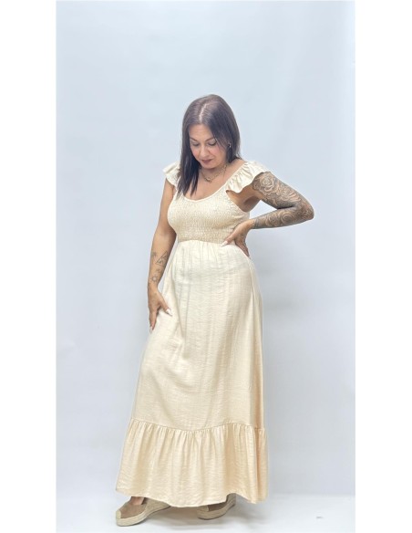 VESTIDO ROSETA BEIG