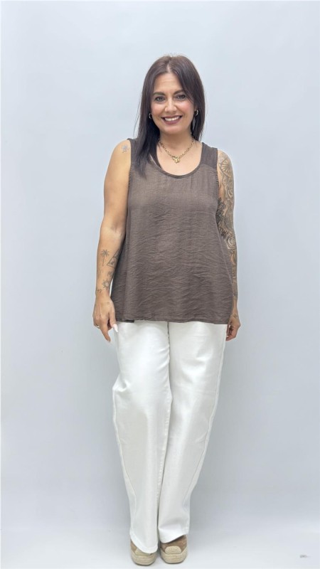TOP TIRANTA INES MARRON