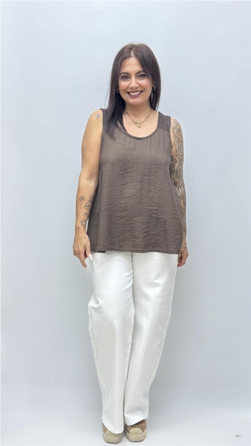TOP TIRANTA INES MARRON