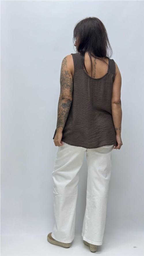 TOP TIRANTA INES MARRON