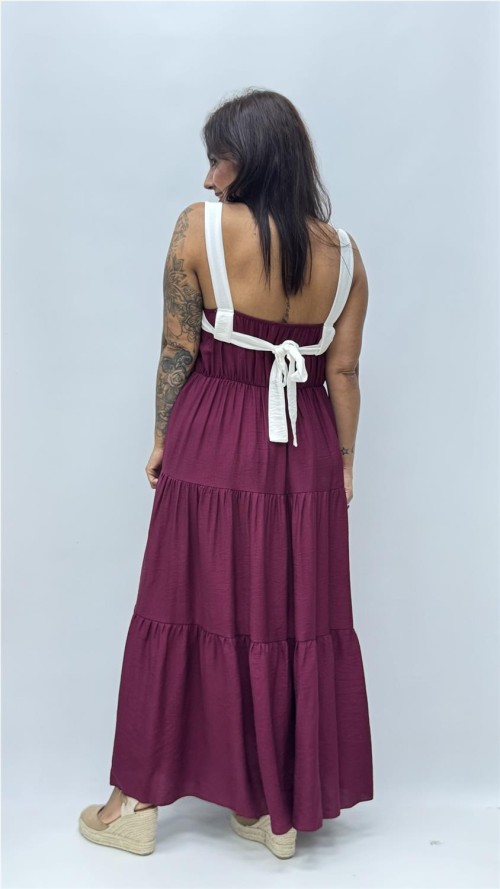 VESTIDO LAZO BURDEOS