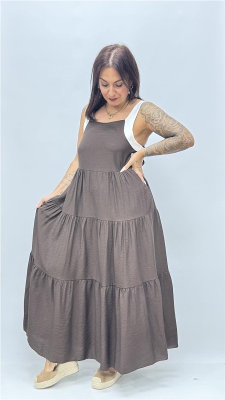 VESTIDO LAZO MARRON