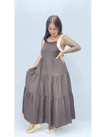 VESTIDO LAZO MARRON