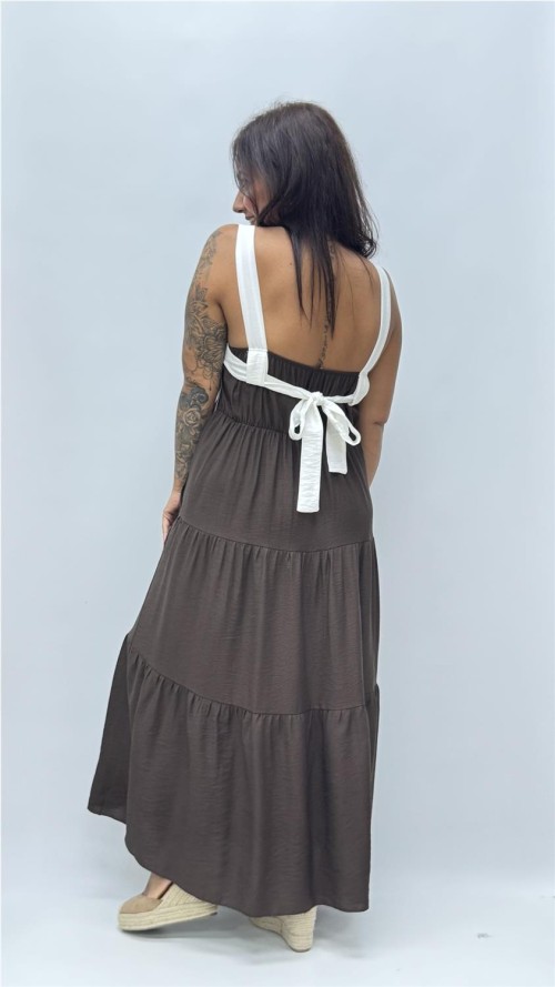VESTIDO LAZO MARRON