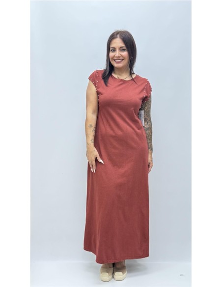 VESTIDO TACHAS TEJA