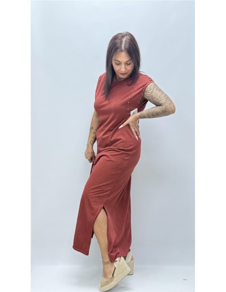 VESTIDO TACHAS TEJA