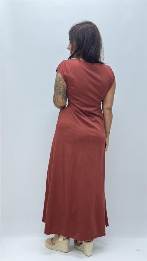 VESTIDO TACHAS TEJA