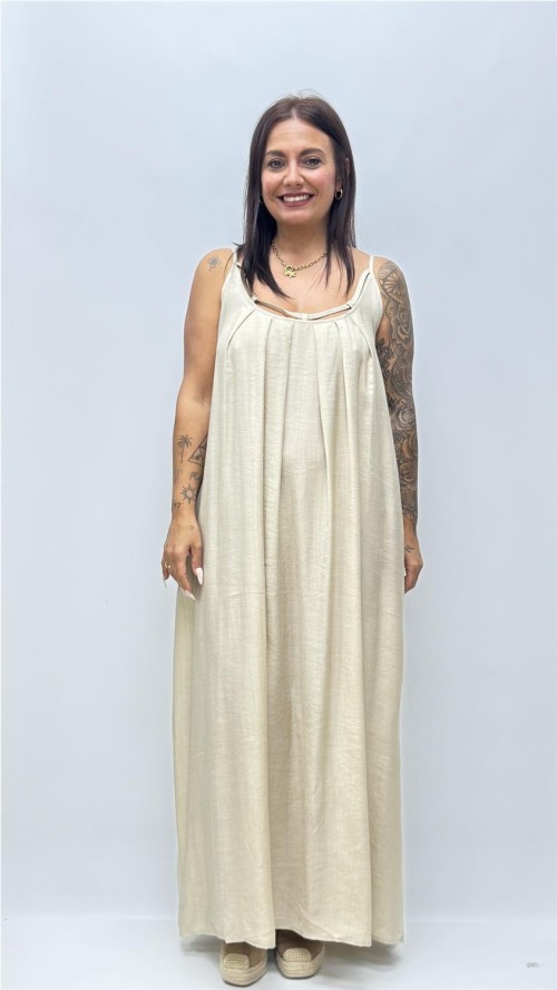 VESTIDO GRANA BEIG