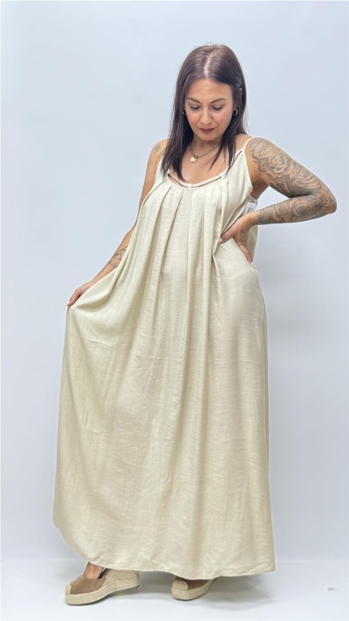 VESTIDO GRANA BEIG