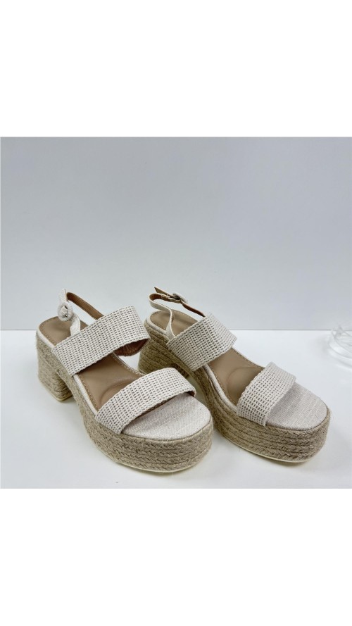 ZAPATO TACON DE ESPARTO BEIG
