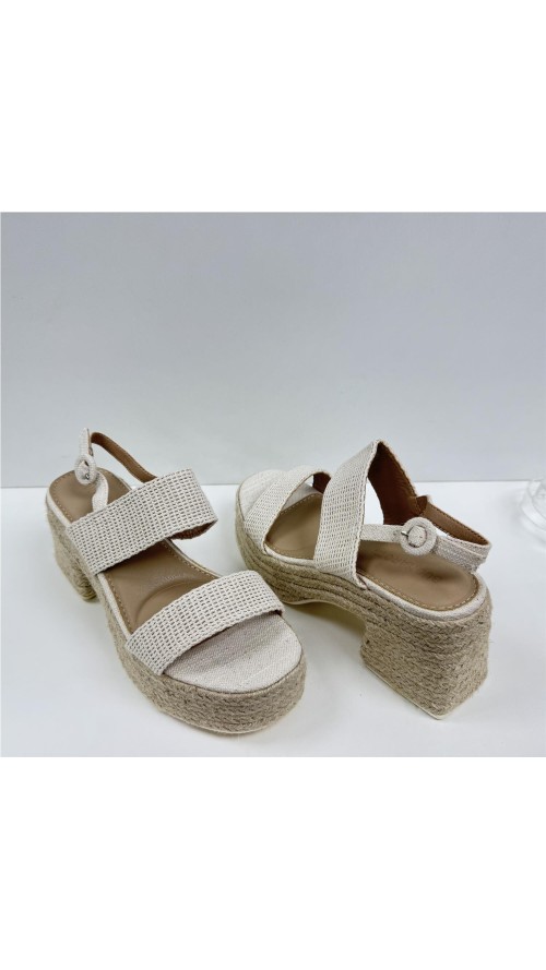 ZAPATO TACON DE ESPARTO BEIG