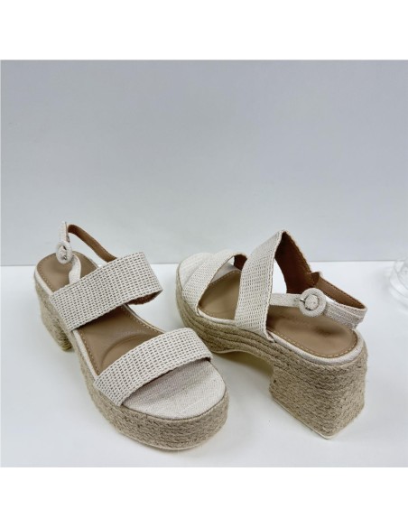 ZAPATO TACON DE ESPARTO BEIG
