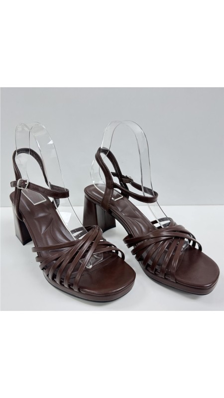 SANDALIA DE TIRAS DE NAPA MARRON 2