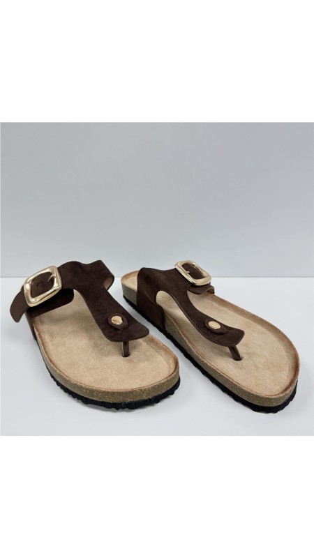 SANDALIA PLANA DEDO MARRON 2