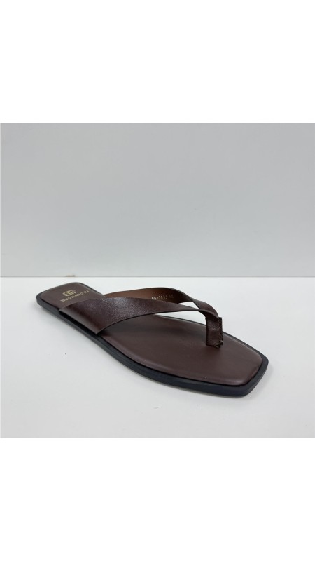 SANDALIA DEDO NAPA MARRON