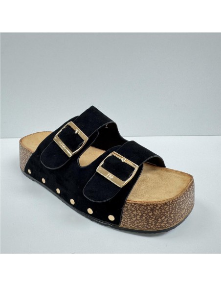 SANDALIA DOS HEBILLAS SUELA AN NEGRO