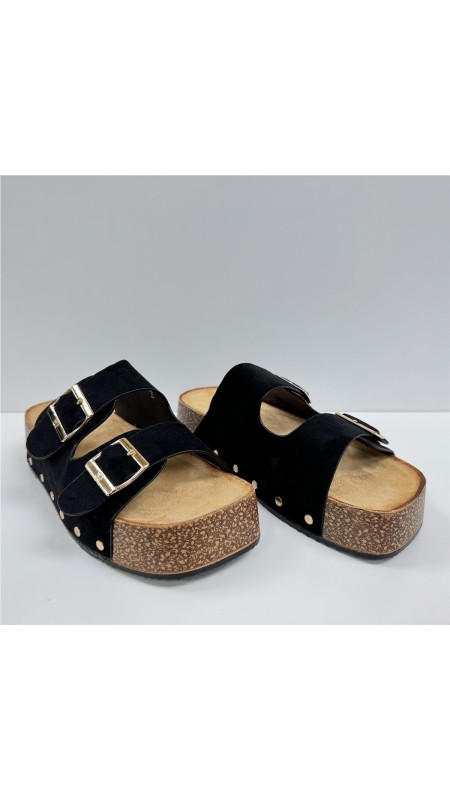 SANDALIA DOS HEBILLAS SUELA AN NEGRO 2