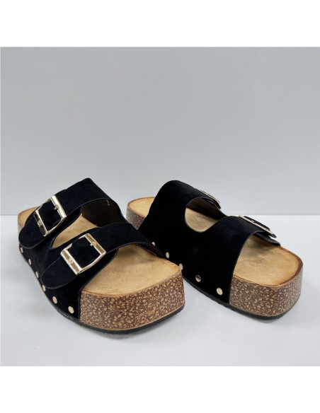 SANDALIA DOS HEBILLAS SUELA AN NEGRO