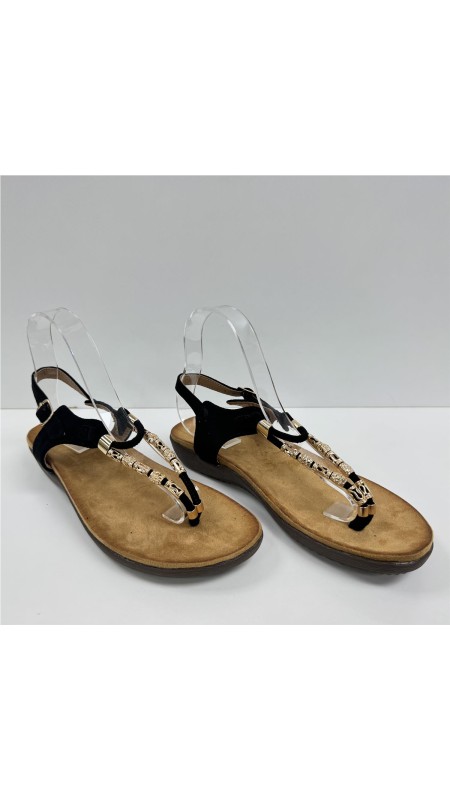 SANDALIA DEDO TIRAS METAL NEGRO 2