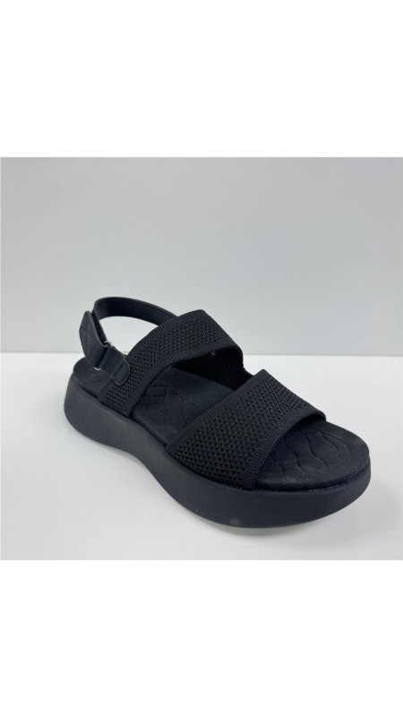 SANDALIA TEXTIL TIRAS NEGRO