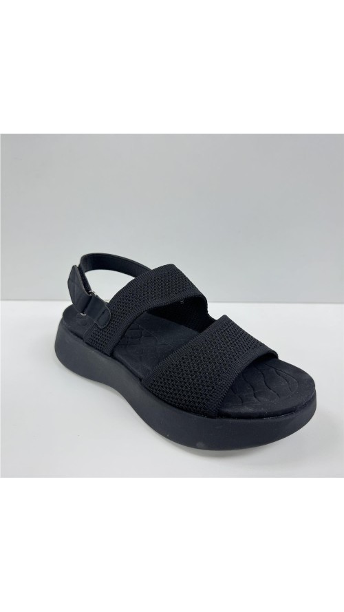 SANDALIA TEXTIL TIRAS NEGRO