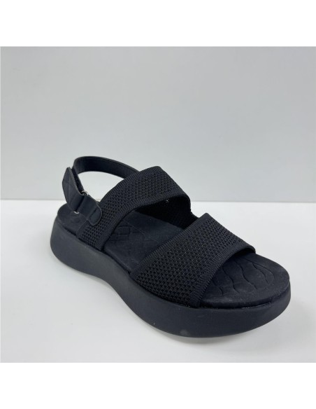 SANDALIA TEXTIL TIRAS NEGRO